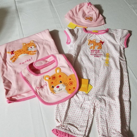 Gymboree Jungle Parade NWT Blanket, Bib, 0-3 month Romper & 0-6 hat. - Picture 2 of 7